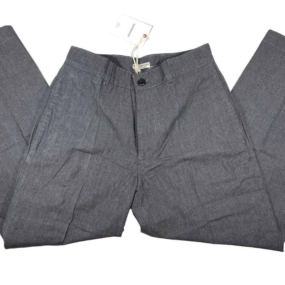 NEW KNICKERBOCKER Men's Preshrunk Cotton Plaid Trousers Size 28 Dark Grey